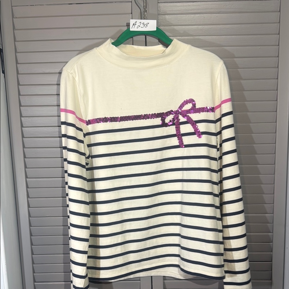 Talbots White and Pink Women's Sweater